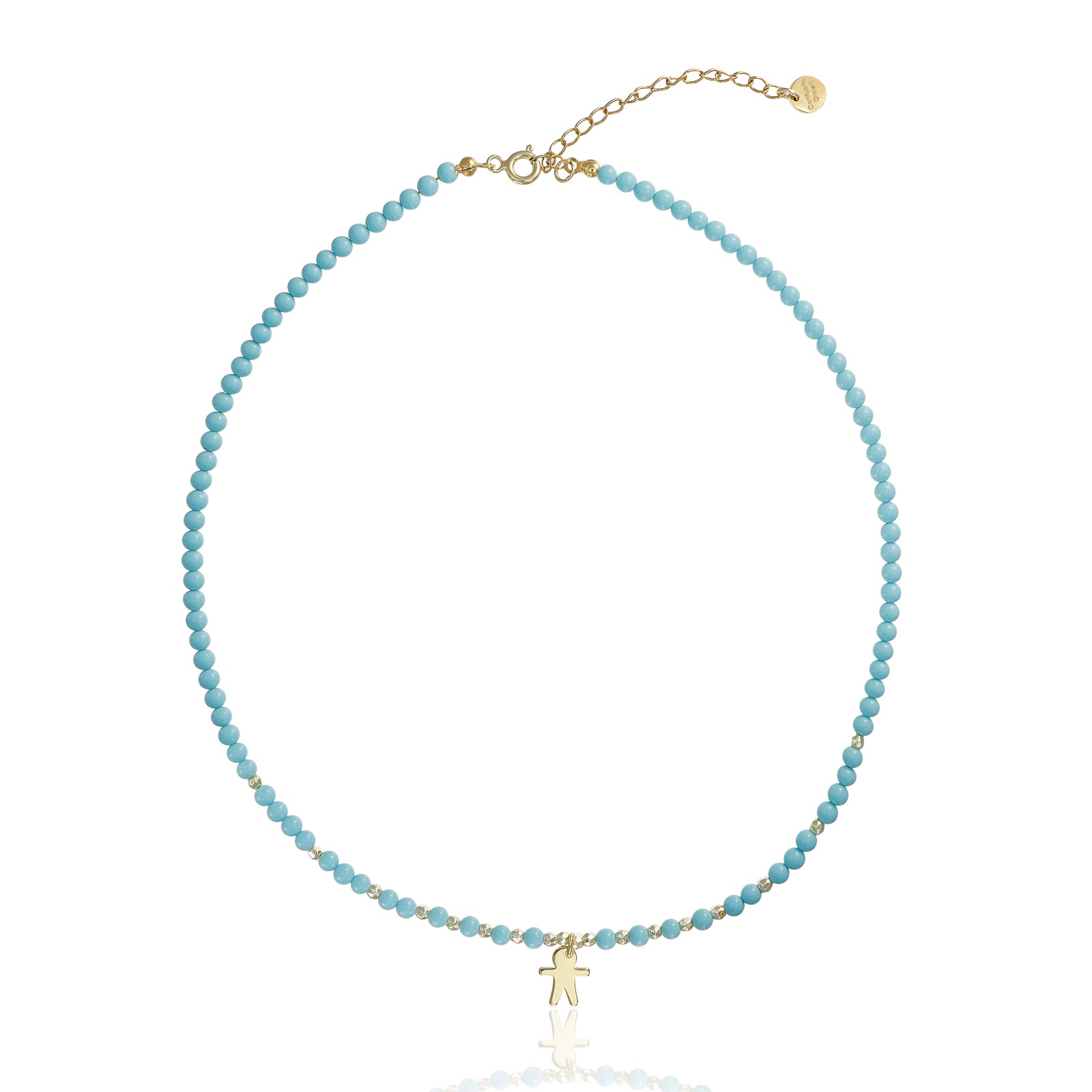 Collier Turquoise En Pâte Et Argent 925 Samarcanda - Longueur ~50 Cm, Fait En Italie