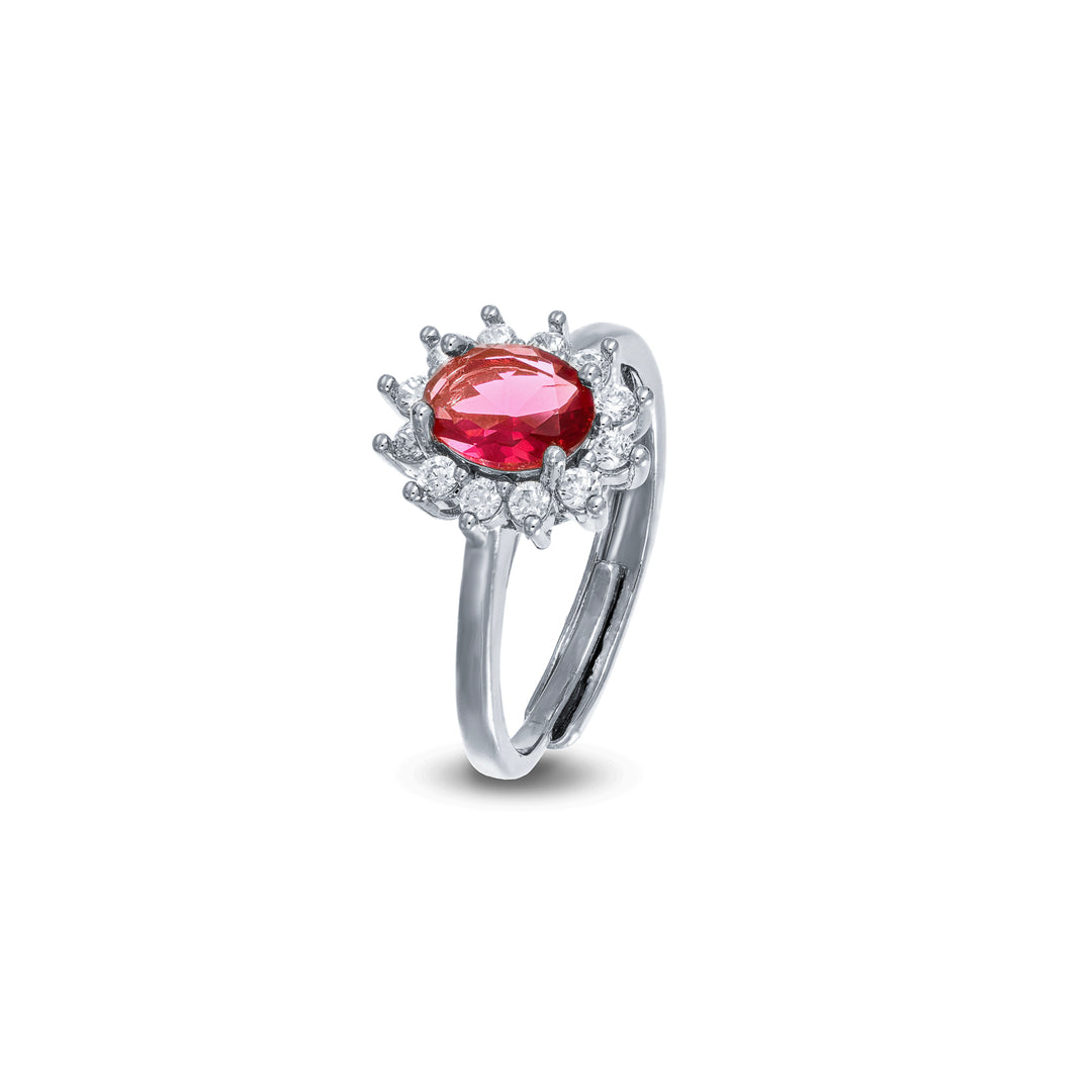 Anello rosetta regolabile con centrale rubino in ottone