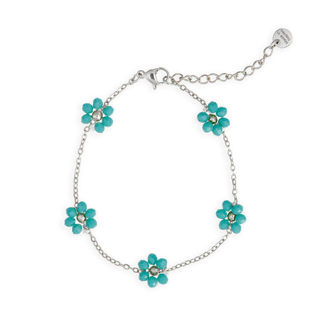 Bracciale con fiori di cristallo in acciaio