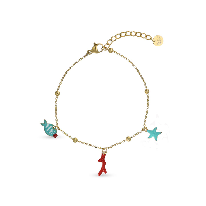 Bracciale mare turchese in acciaio dorato