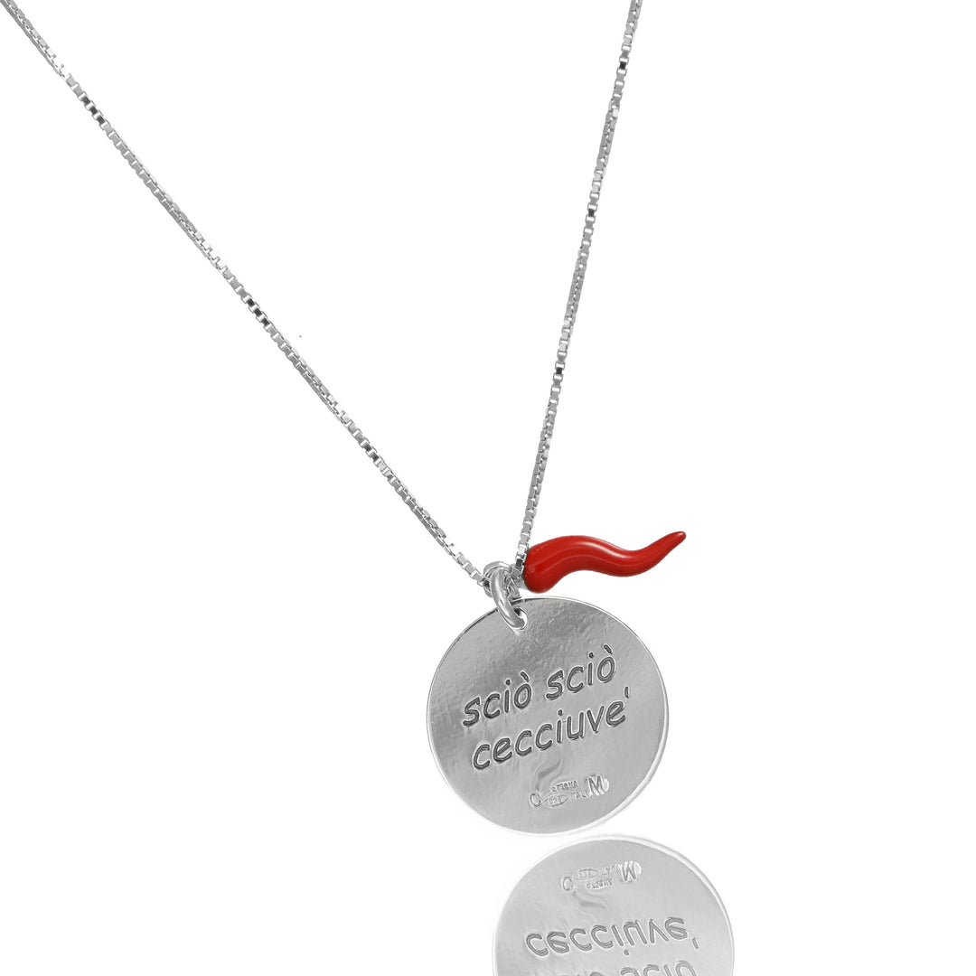 Collana medaglia Sciò sciò cecciuvè in argento 925‰ rodiato