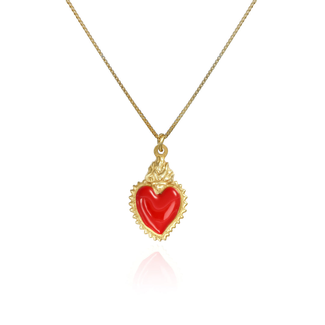 Collana con cuore votivo in argento 925‰ dorato