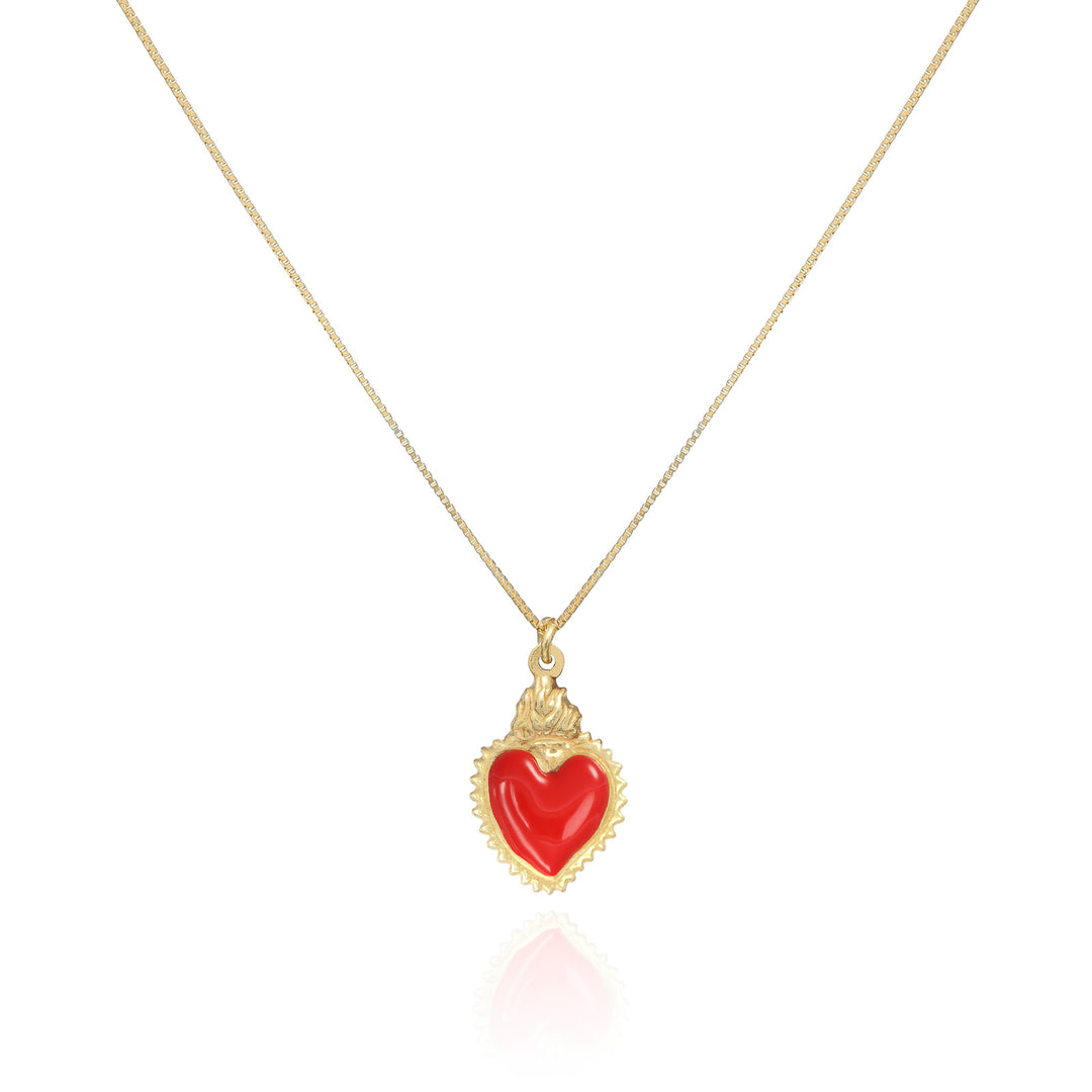 Collana con cuore votivo in argento 925‰ dorato