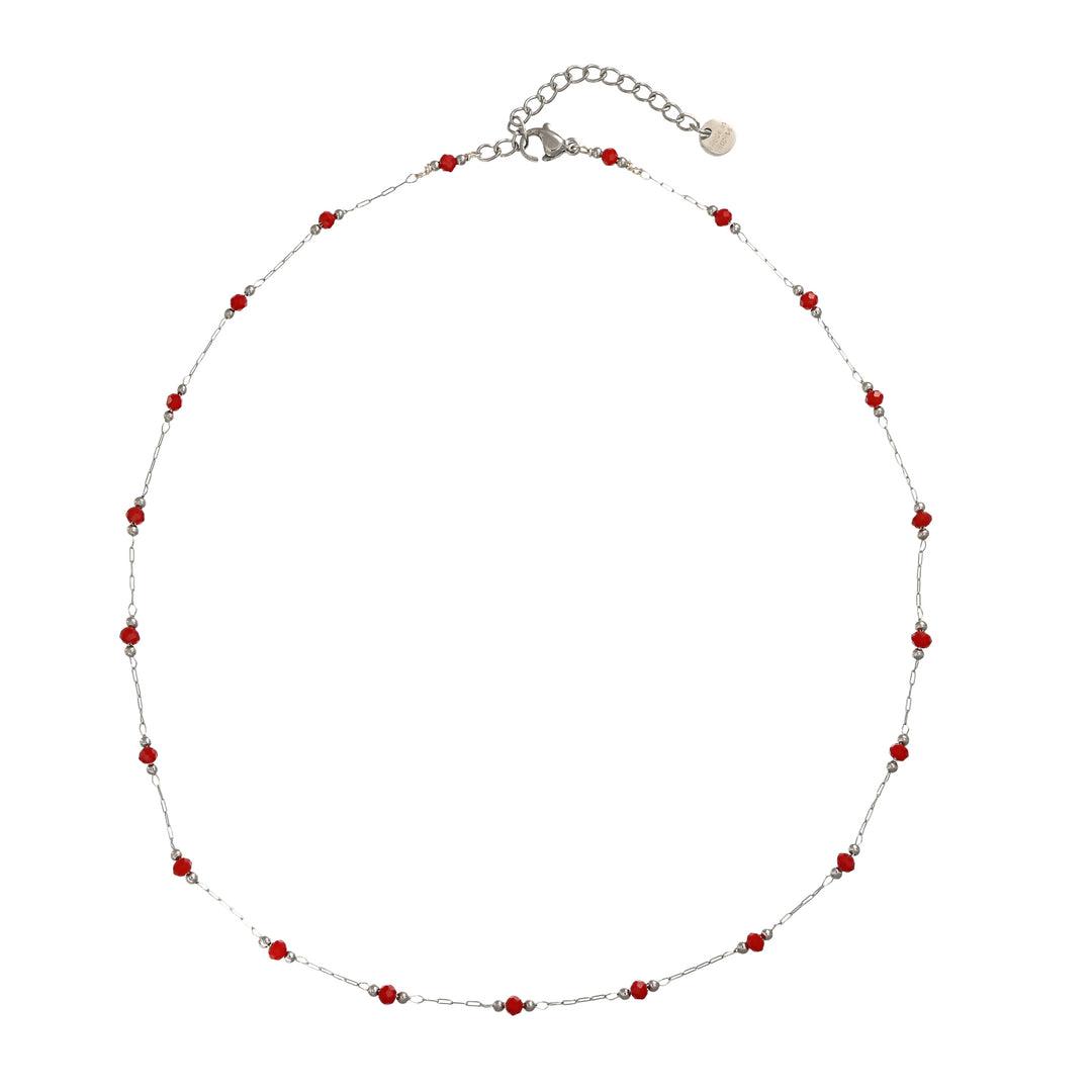 Collana con cristalli in acciaio rodiato personalizzabile fino a 5 charm