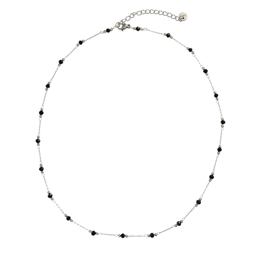 Collana con cristalli in acciaio rodiato personalizzabile fino a 5 charm