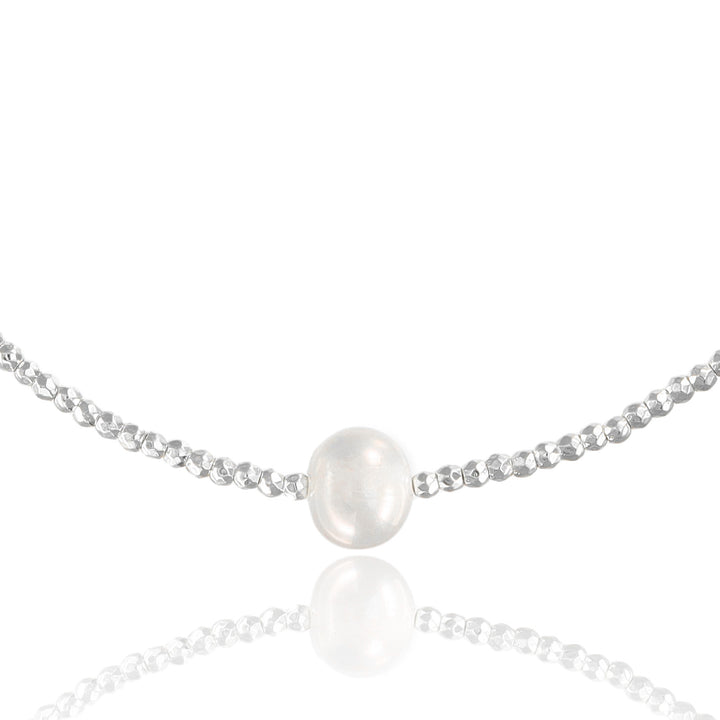 Girocollo in ematite argento con perla di fiume in argento 925‰
