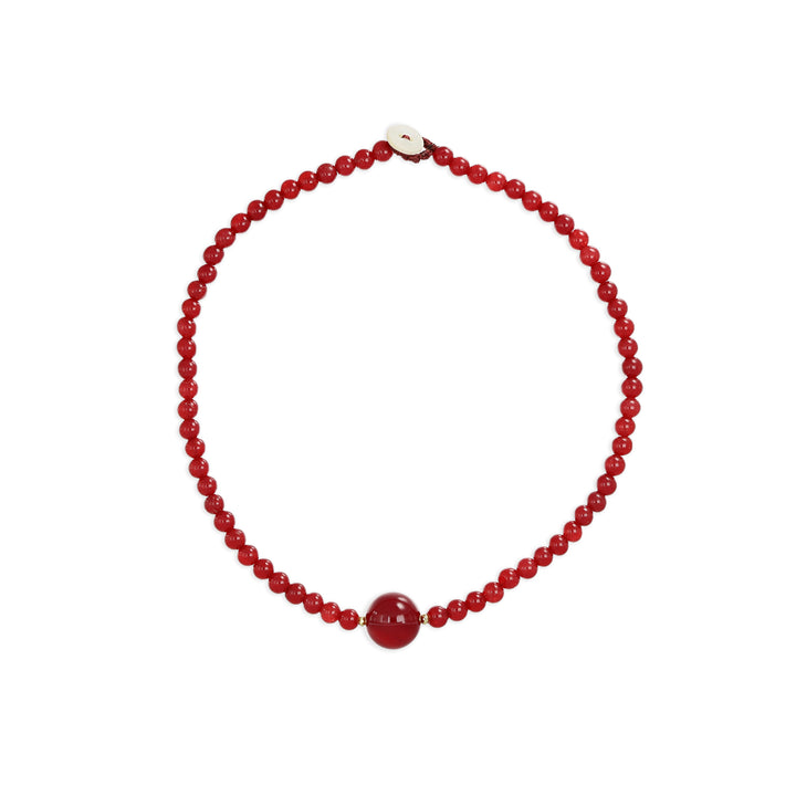 Collana in agata vinaccia con sfera centrale