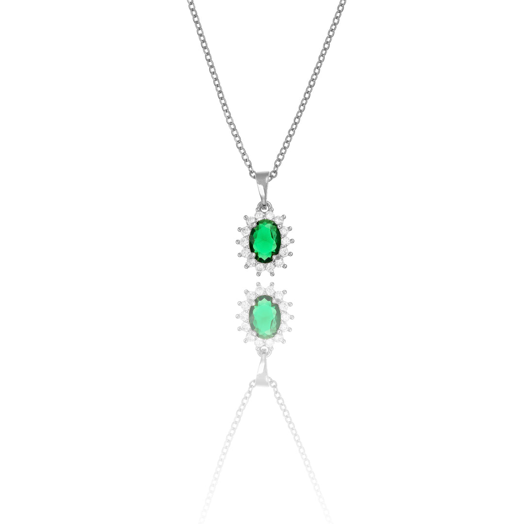 Collana rosetta centrale smeraldo con cristalli in acciaio