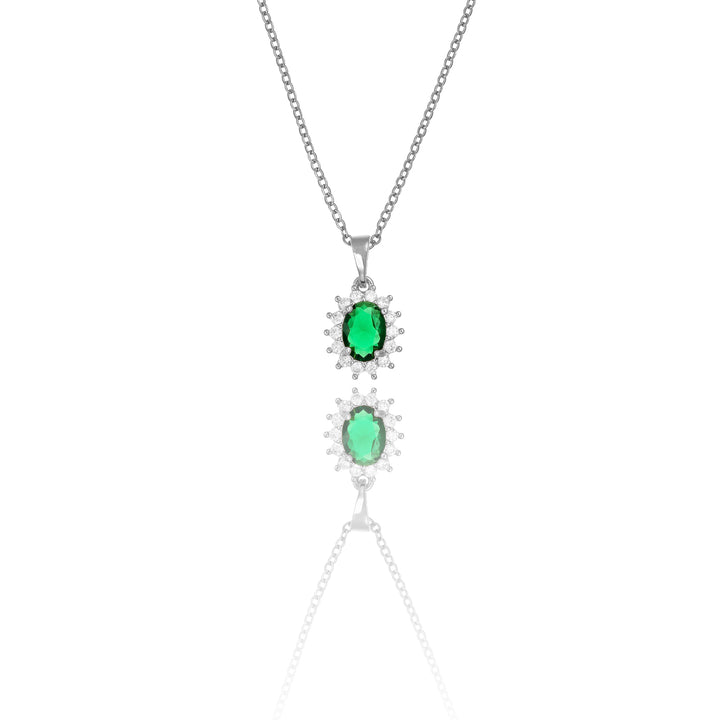 Collana rosetta centrale smeraldo con cristalli in acciaio