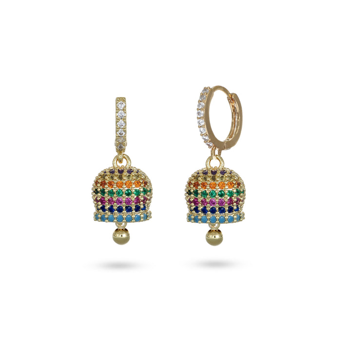 Cerchi con campanella multicolor in ottone placcato e zirconi