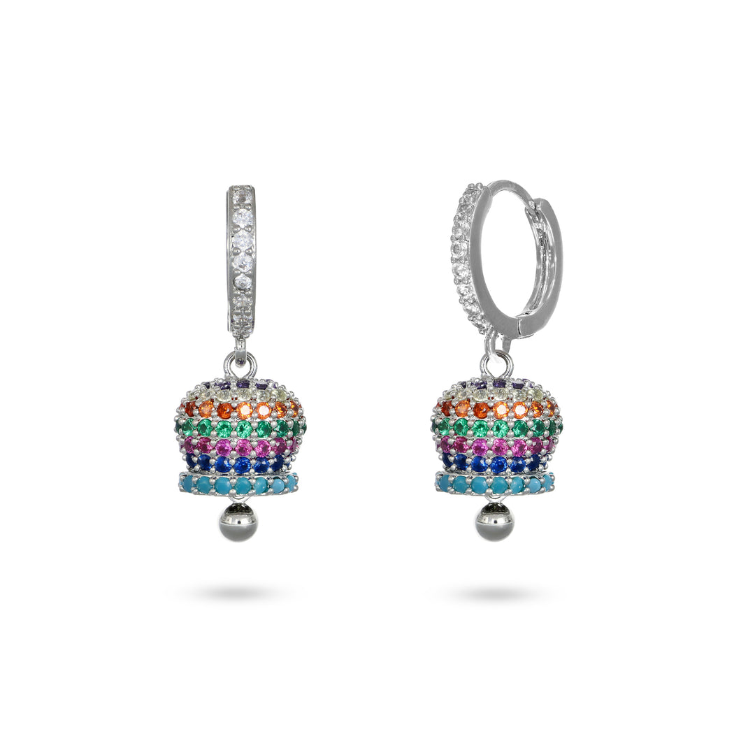 Cerchi con campanella multicolor in ottone e zirconi