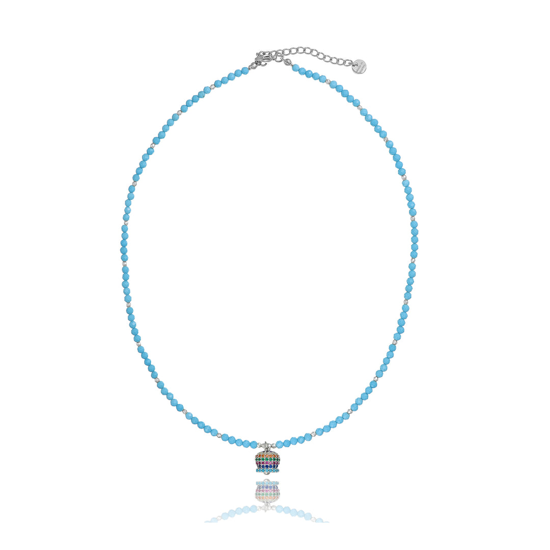 Collana con campanella multicolor su magnesite in ottone