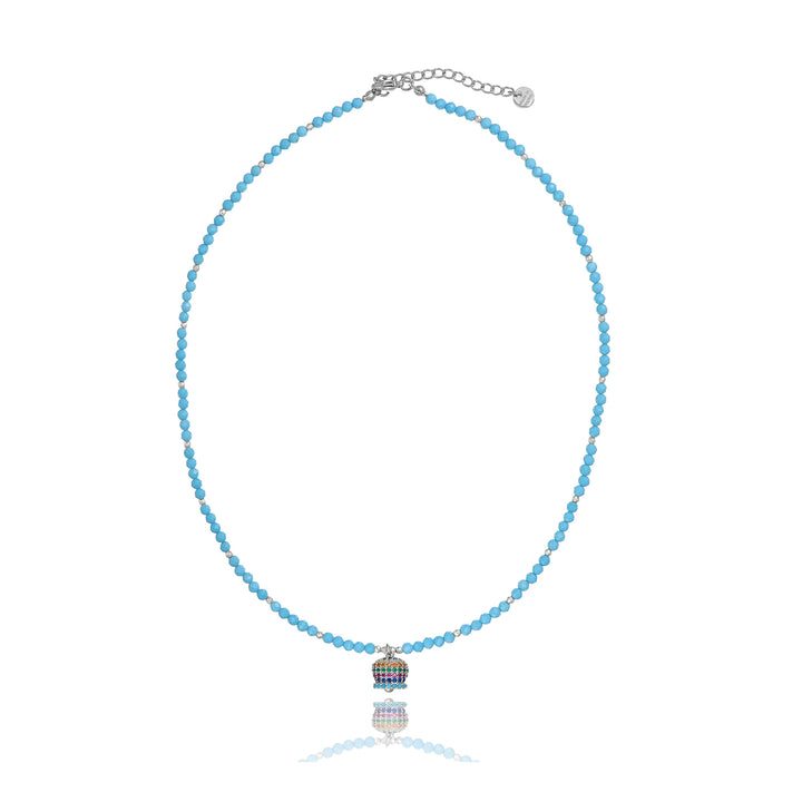 Collana con campanella multicolor su magnesite in ottone