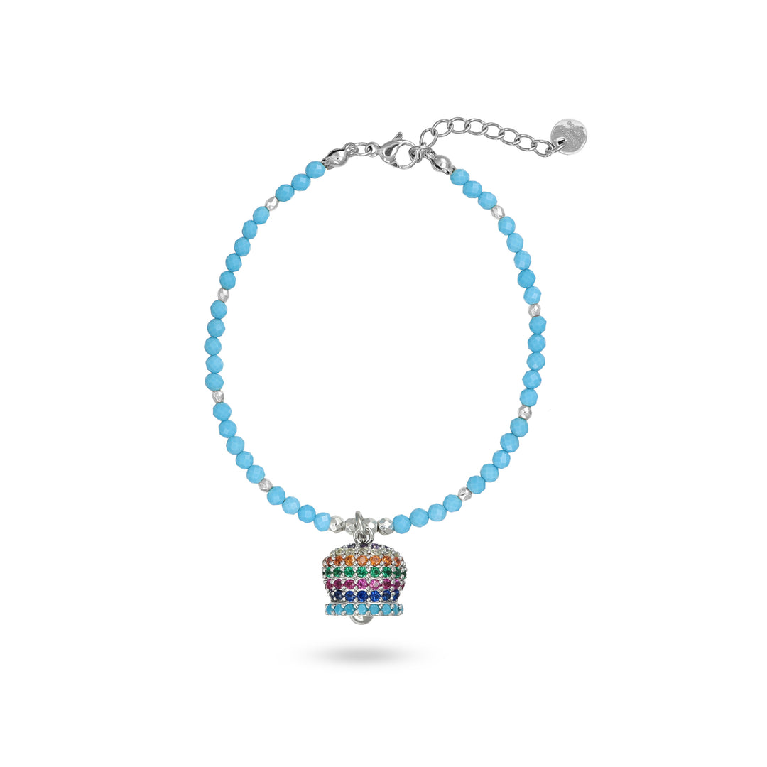 Bracciale con campanella multicolor su magnesite in ottone