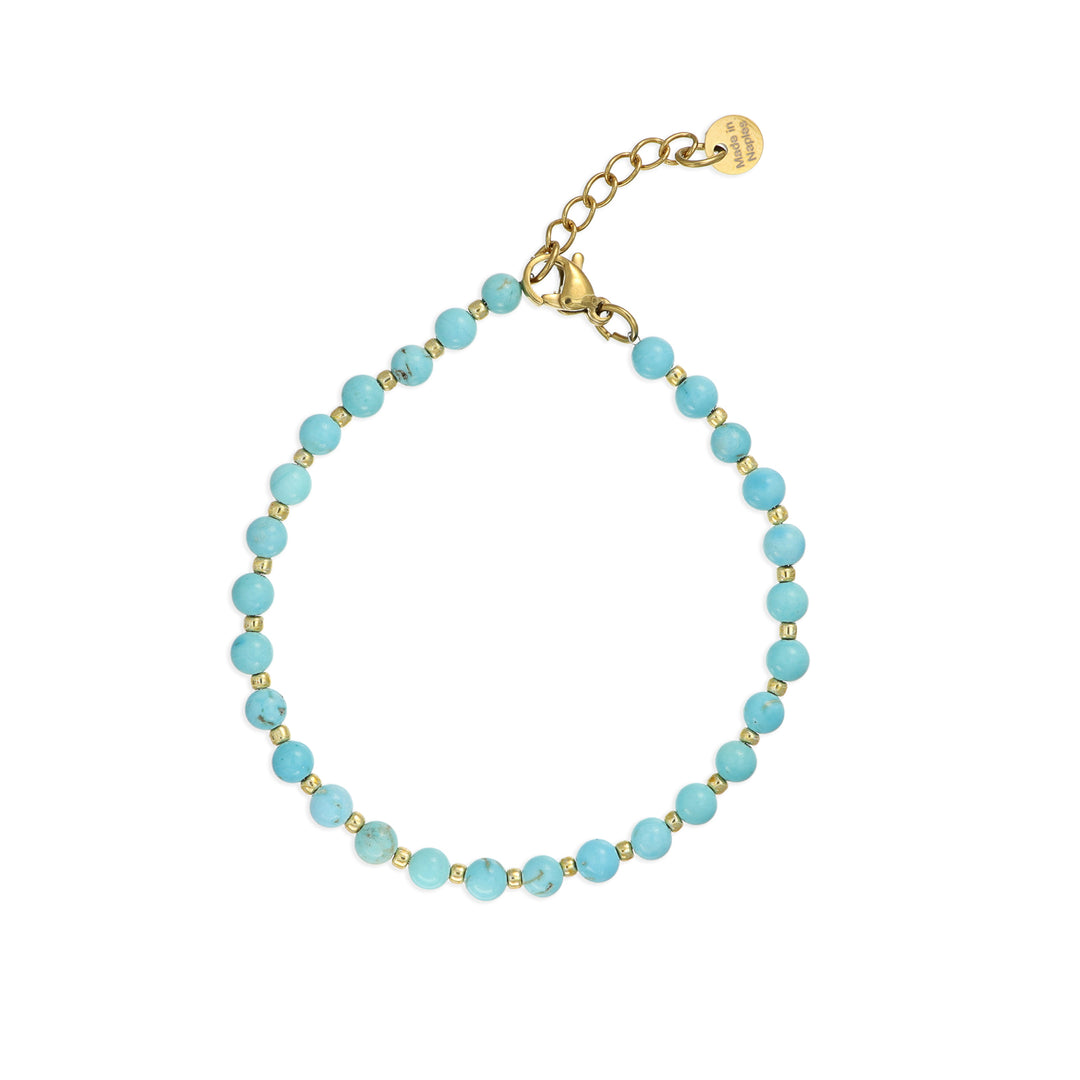 Bracciale sfere magnesite in acciaio dorato