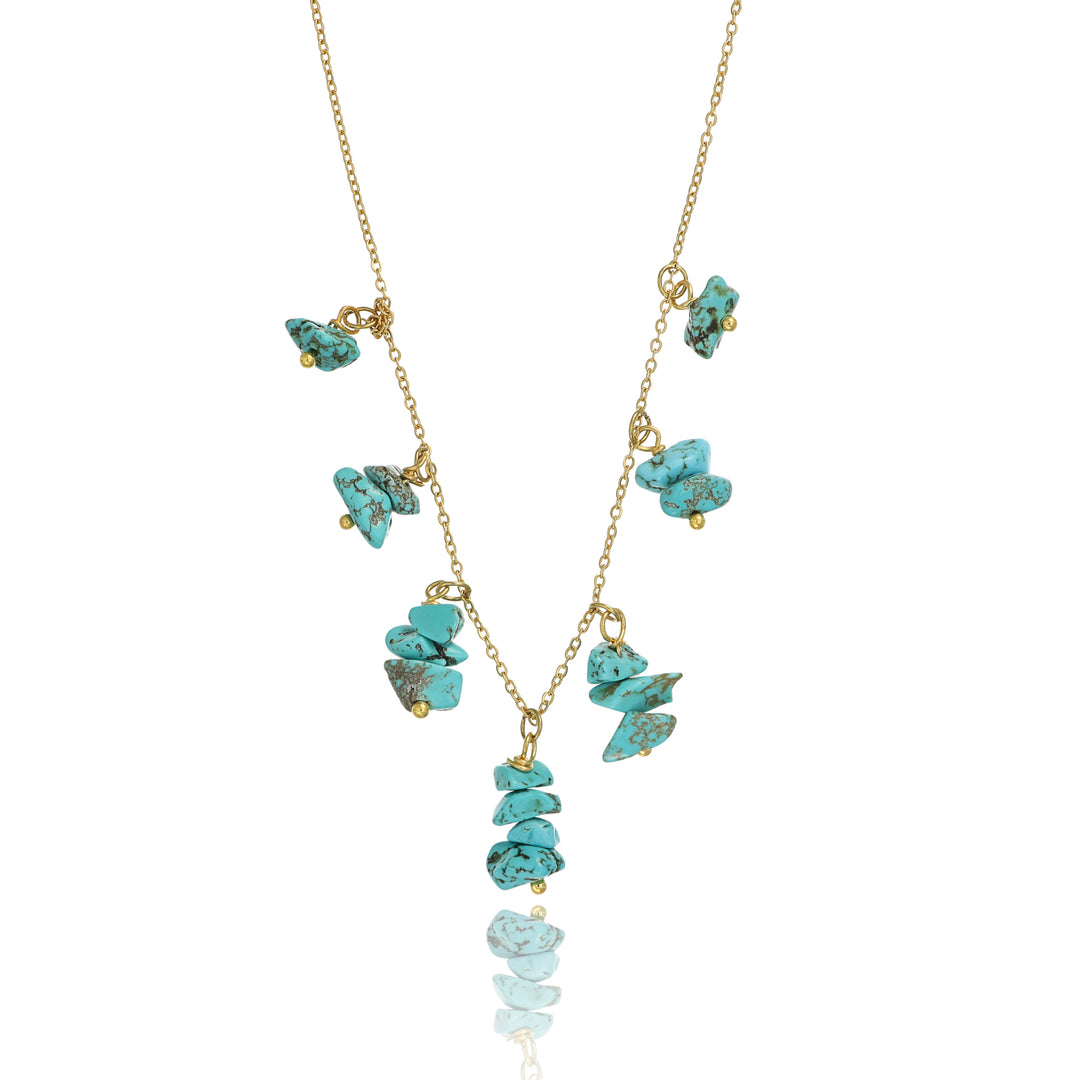 Collana con chips di magnesite in acciaio dorato
