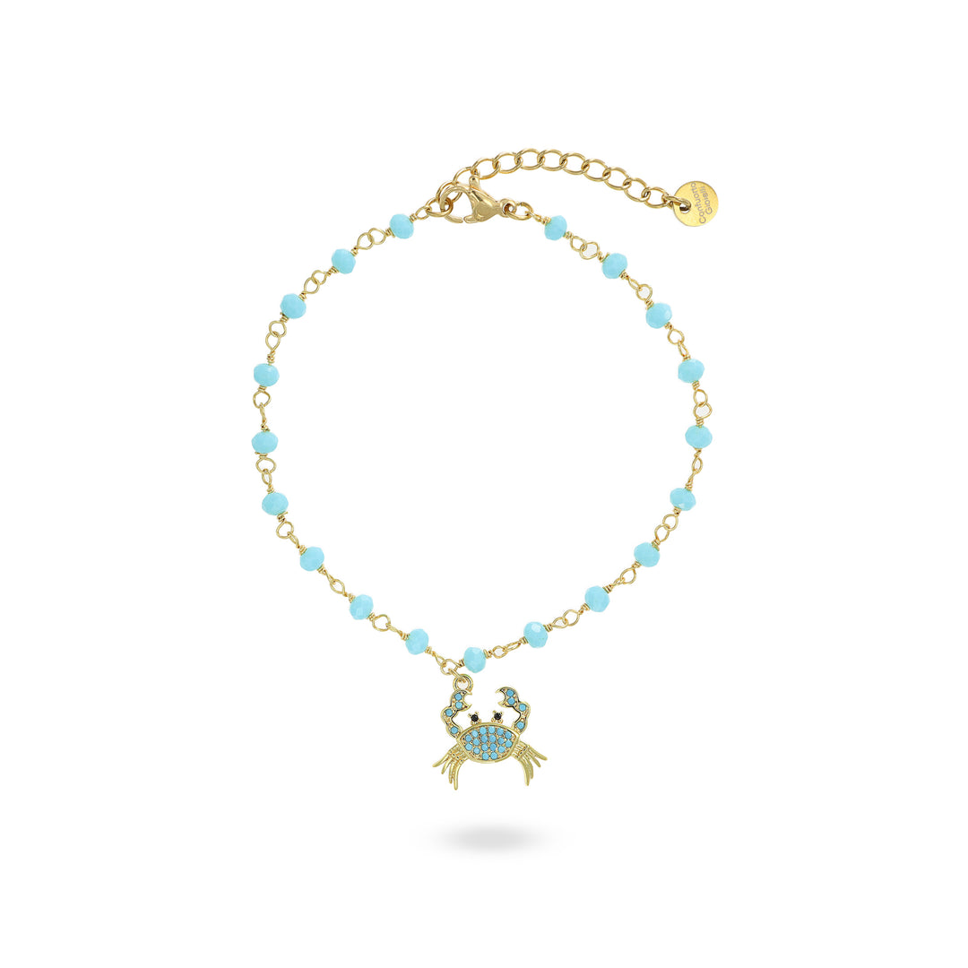 Bracciale granchietto zirconato su ottone dorato