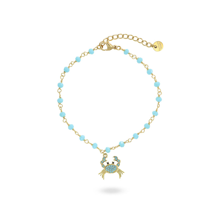 Bracciale granchietto zirconato su ottone dorato