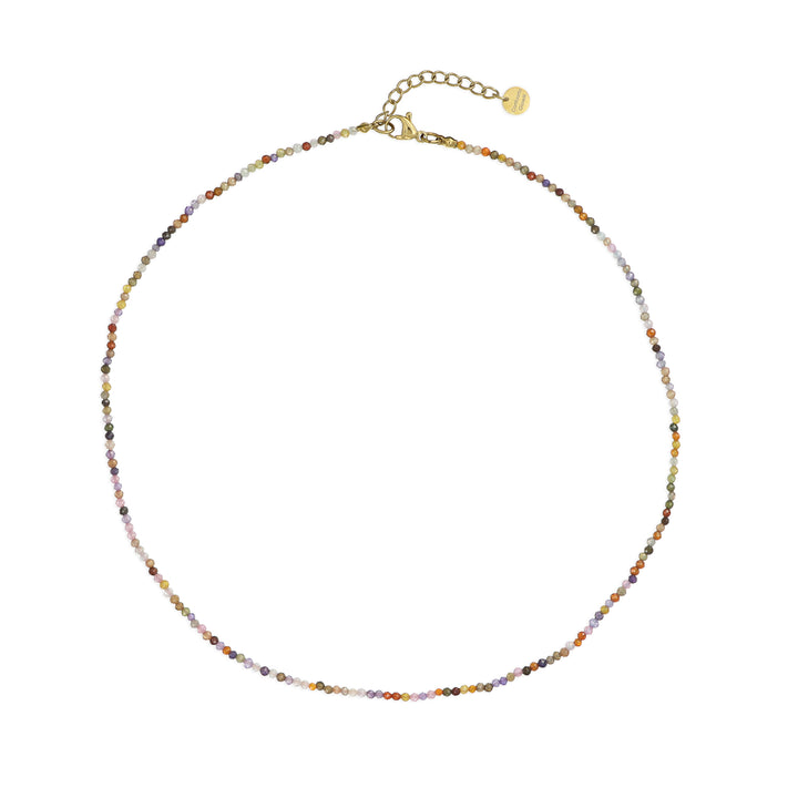 Collana zirconi multicolor in acciaio dorato