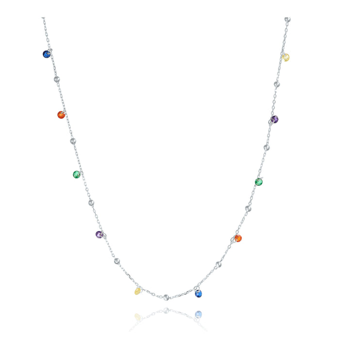 Collana con cristalli multicolor in argento 925‰ rodiato