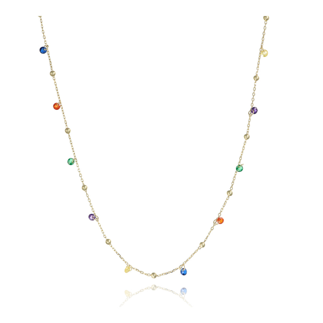 Collana con cristalli multicolor in argento 925‰ dorato