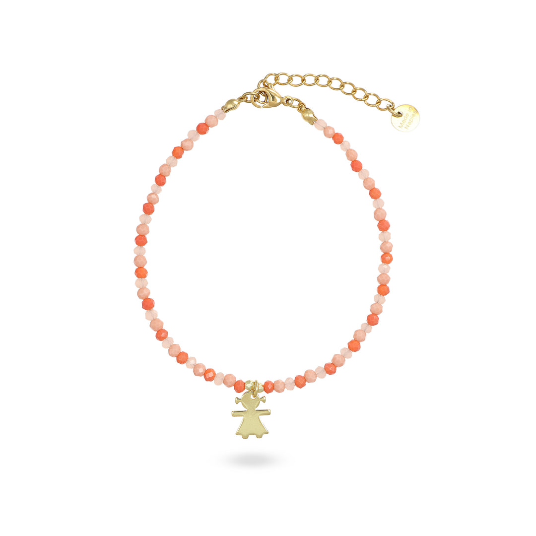 Bracciale in cristalli multicolor con bimba in argento 925‰ dorato