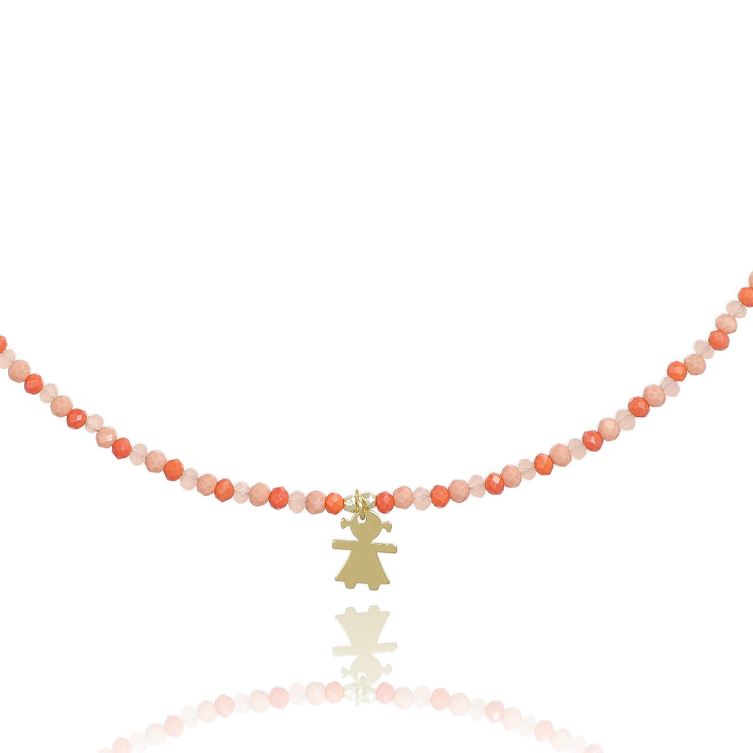 Collana in cristalli multicolor con bimba in argento 925‰ dorato