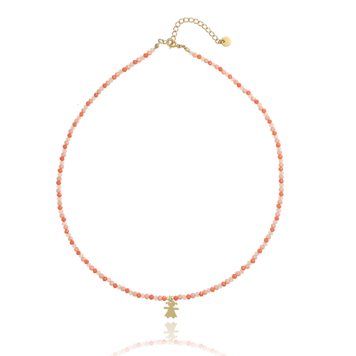 Collana in cristalli multicolor con bimba in argento 925‰ dorato