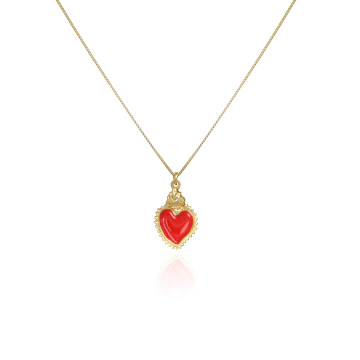 Completo collana e orecchini con cuore votivo in argento 925‰ dorato