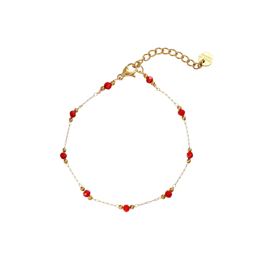 Bracciale con cristalli in acciaio dorato personalizzabile fino a 5 charm