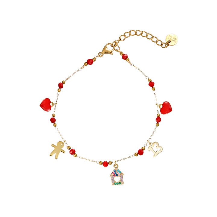 Bracciale con cristalli in acciaio dorato personalizzabile fino a 5 charm