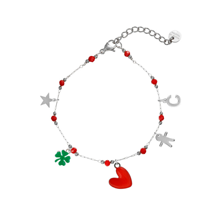 Bracciale Natale in acciaio rodiato personalizzabile fino a 5 charm