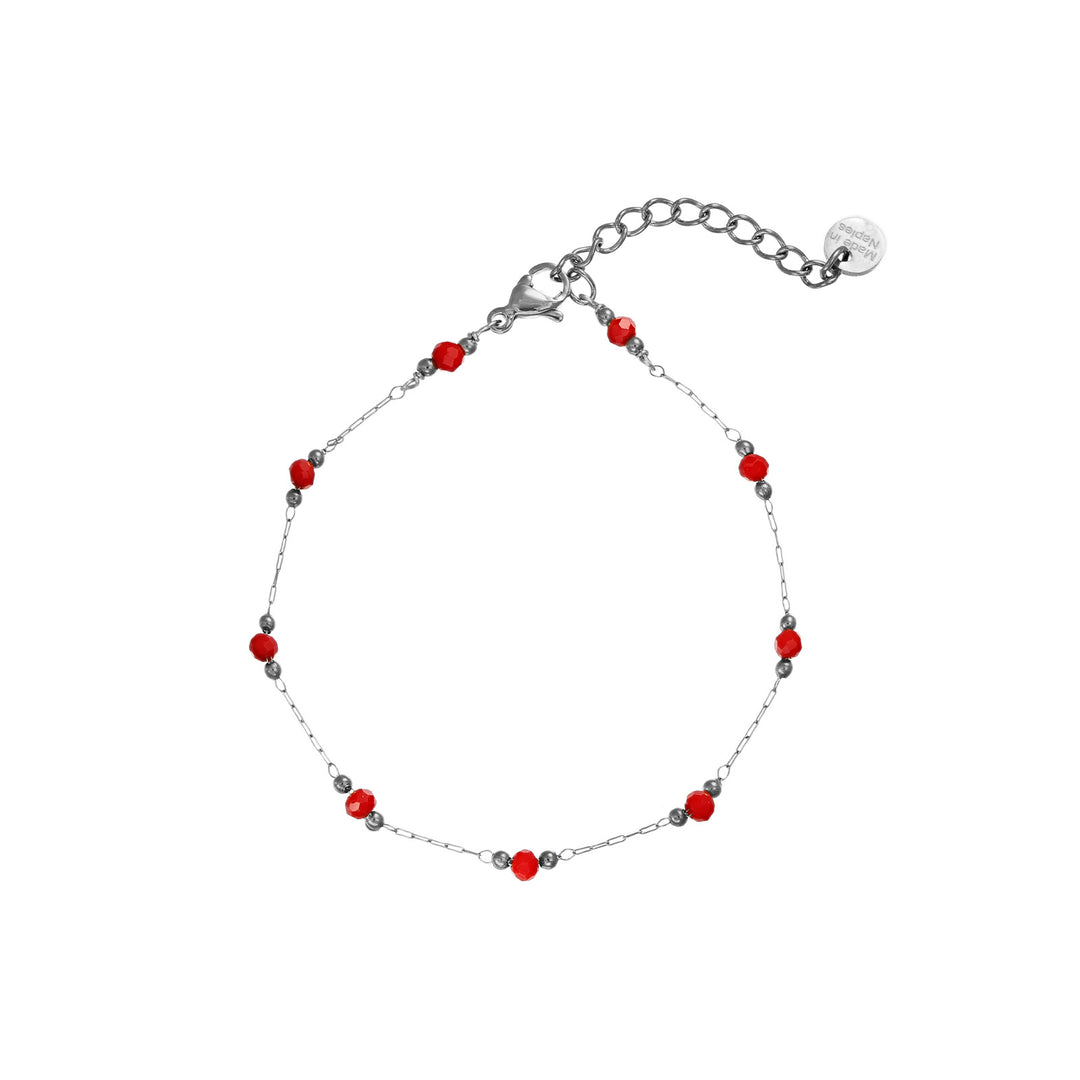 Bracciale con cristalli in acciaio rodiato personalizzabile fino a 5 charm