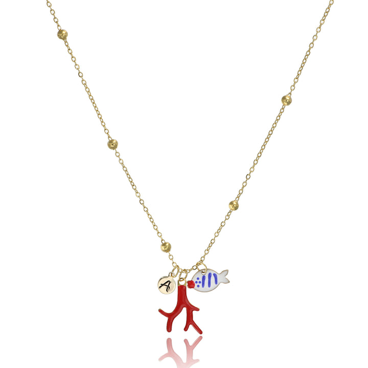 Collana mare blu con catena acciaio