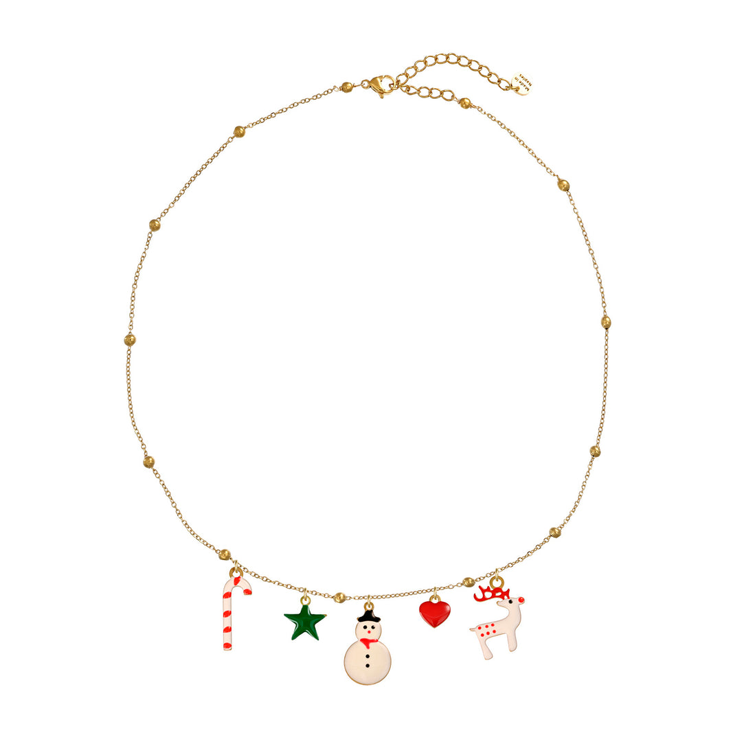 Collana Natale in acciaio dorato personalizzabile fino a 5 charm