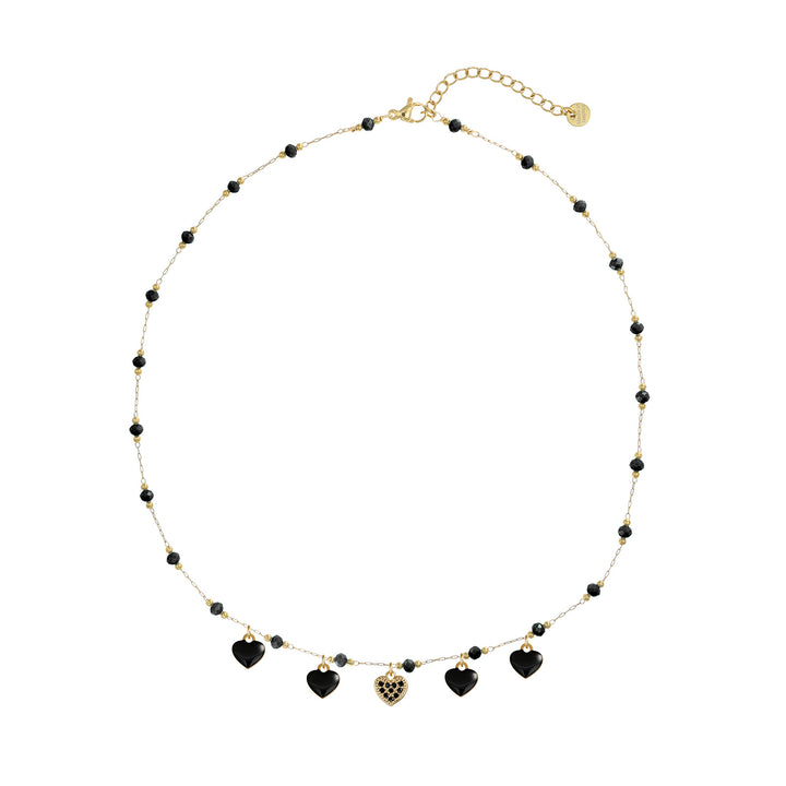 Collana con cristalli in acciaio dorato personalizzabile fino a 5 charm