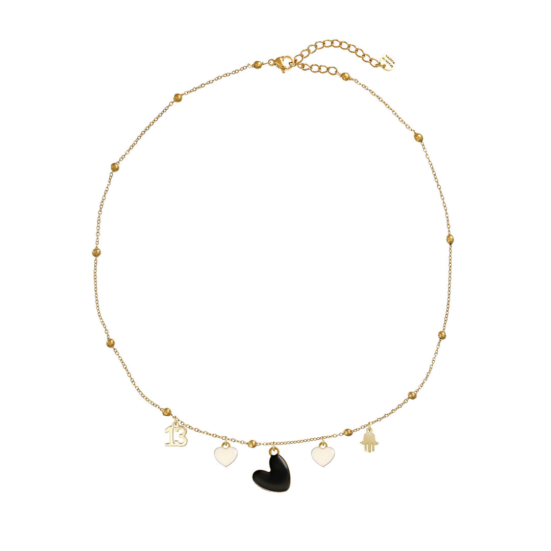 Collana con pallini in acciaio dorato personalizzabile fino a 5 charm