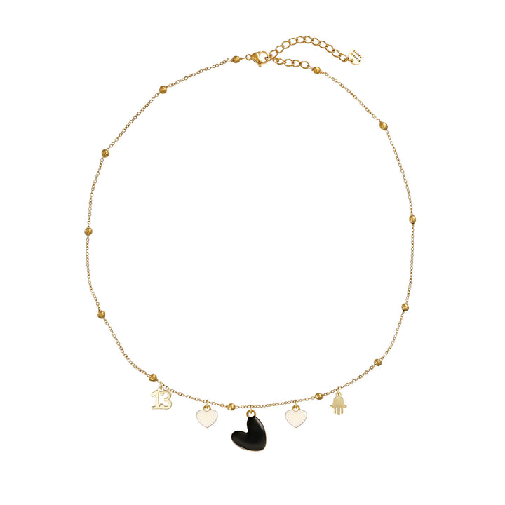 Collana con pallini in acciaio dorato personalizzabile fino a 5 charm