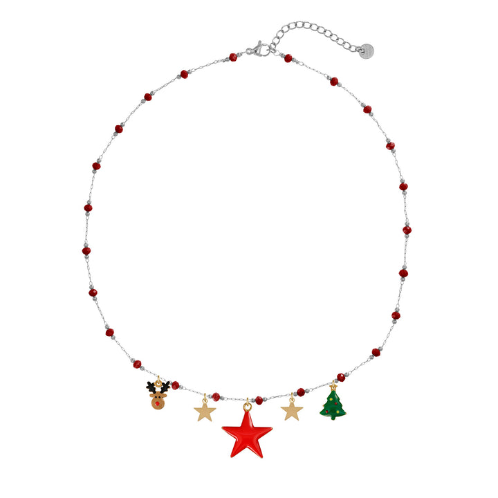 Collana Natale in acciaio rodiato personalizzabile fino a 5 charm
