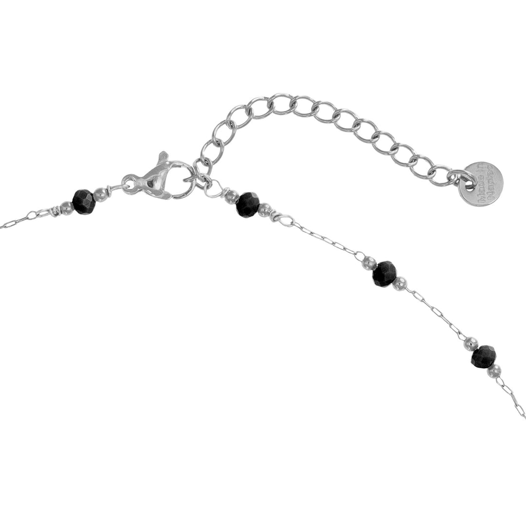 Collana con cristalli in acciaio rodiato personalizzabile fino a 5 charm