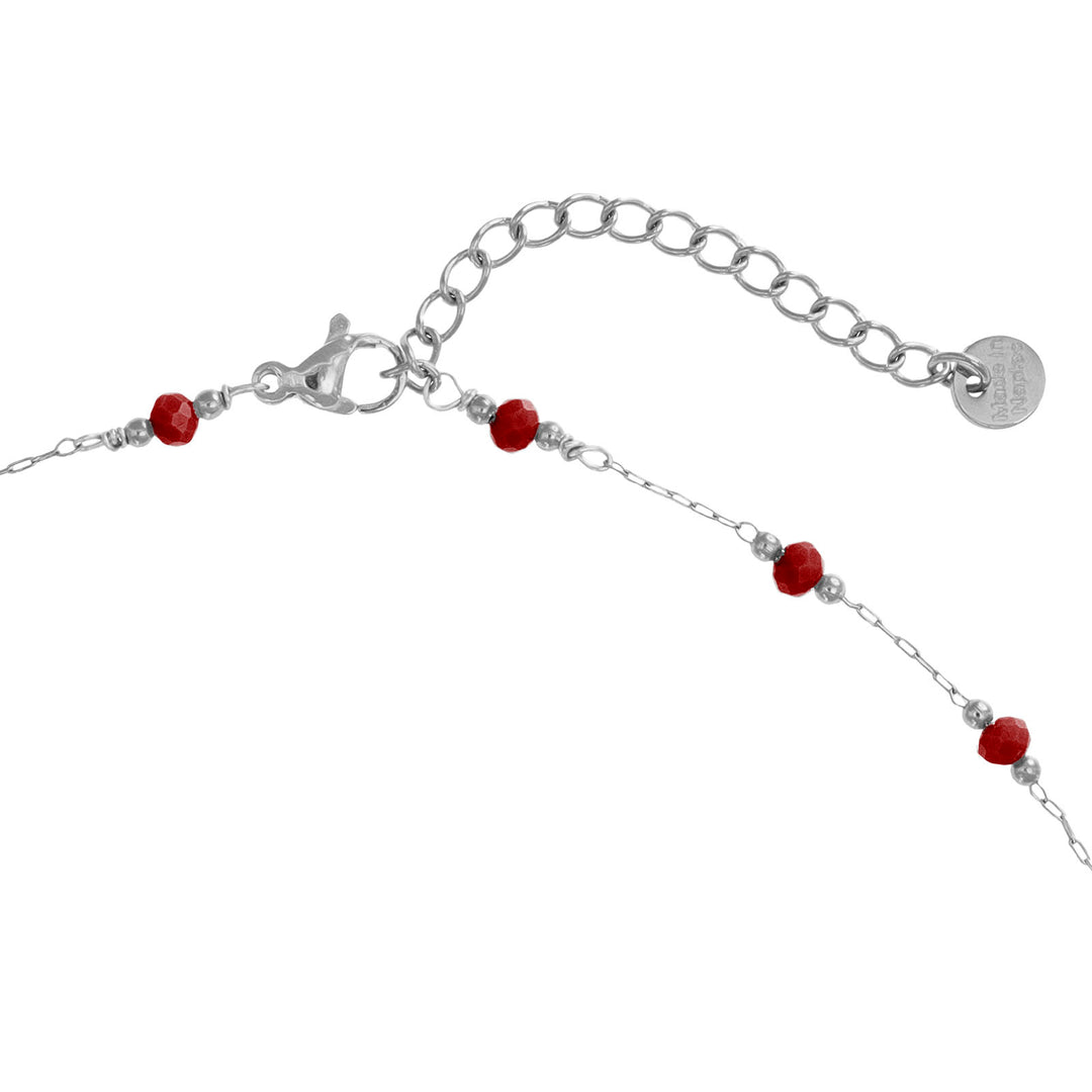 Collana con cristalli in acciaio rodiato personalizzabile fino a 5 charm