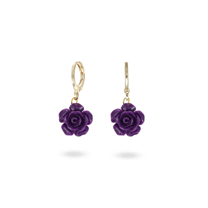 Cerchi con rosa viola in acciaio dorato
