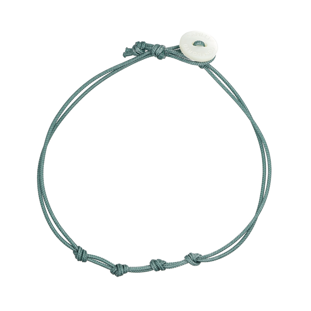 Bracciale cordino nautico personalizzabile con 3 charm in argento 925‰ rodiato